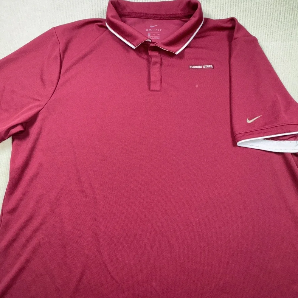 Nike Polo Shirt Mens XXL Maroon Florida State Dri-FIT Short Sleeve Tipped Collar